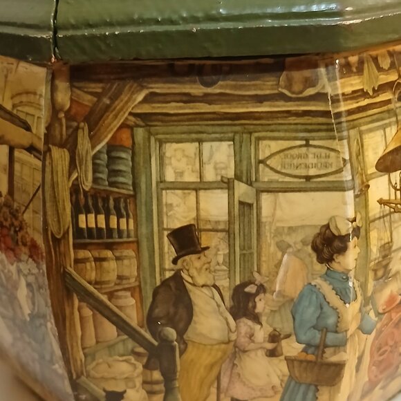 Anton Pieck Vintage Wooden Decoupage Octagon Box Purse - Picture 10 of 15